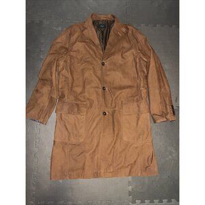 Faconnable Manteau Peau Brown Nubuck 3/4 Leather Coat Sz No.8 US 48 MSRP $1395